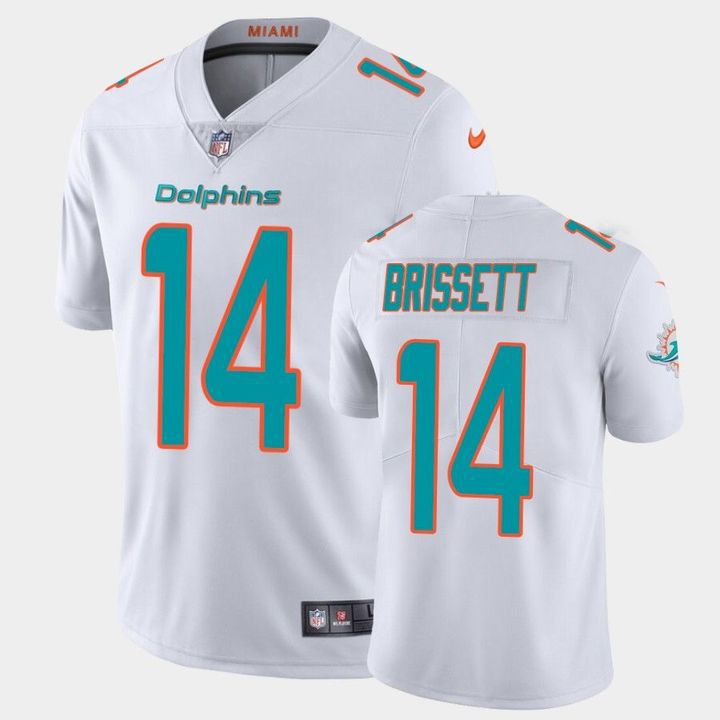 Men Miami Dolphins 14 Jacoby Brissett Nike White Vapor Limited NFL Jersey